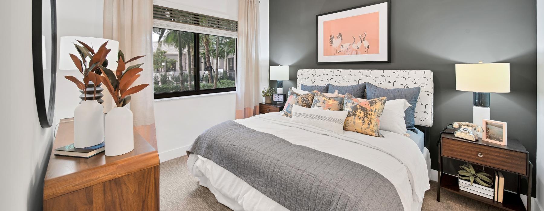 carpeted bedroom with window