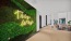 neon sign on wall with greenery